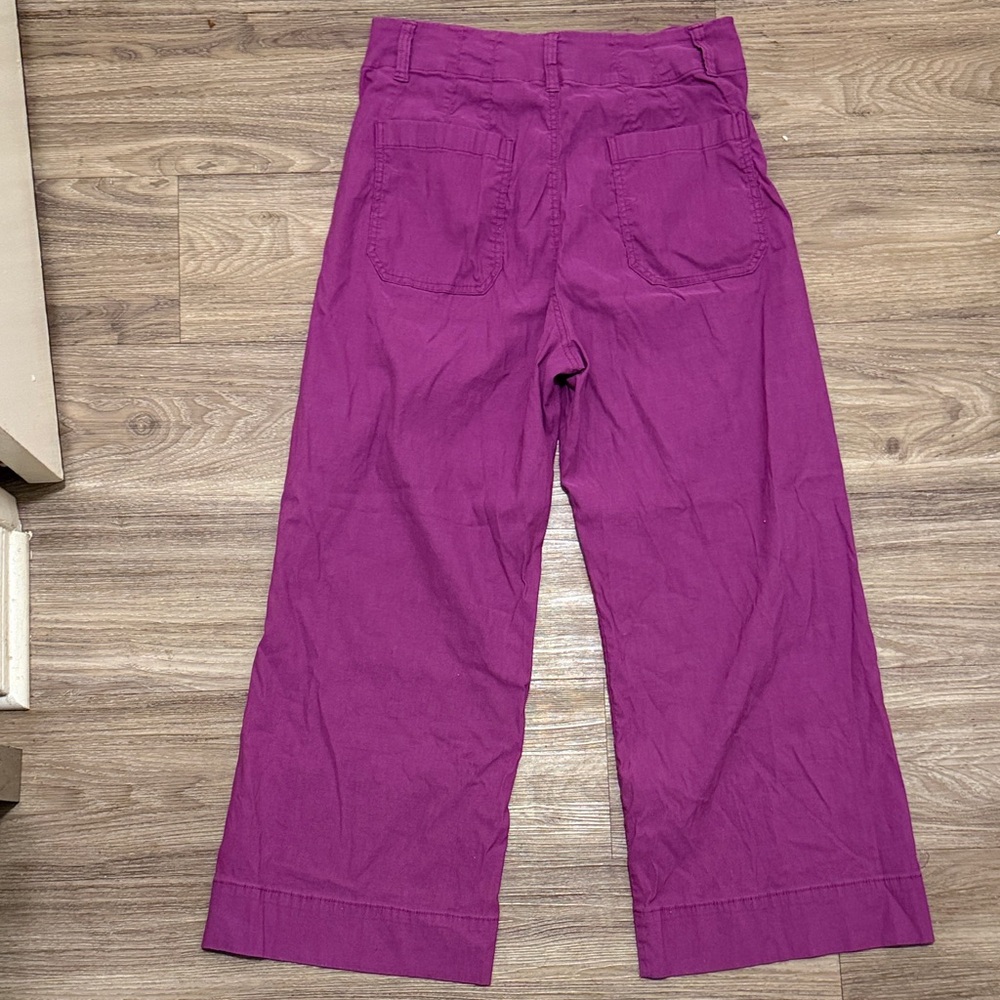 Anthropologie Maeve The Colette Pant Linen Wide Leg Trouser Purple Ankle Sz: 31 - Picture 5 of 10